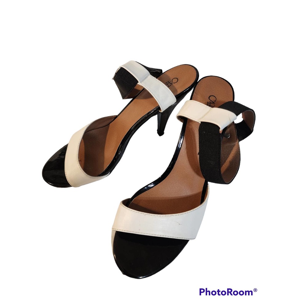 White and black Cato heels